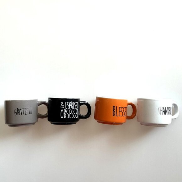 THAKFUL BLESSED ESPRESSO CUPS STACKED IN STAND SET OF 4 - Picture 9 of 13